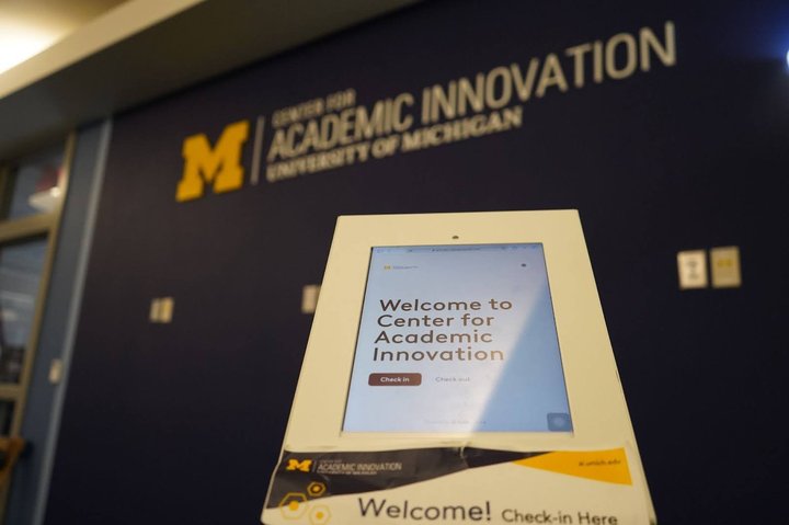 Welcome sign at the Center for Academic Innovation office